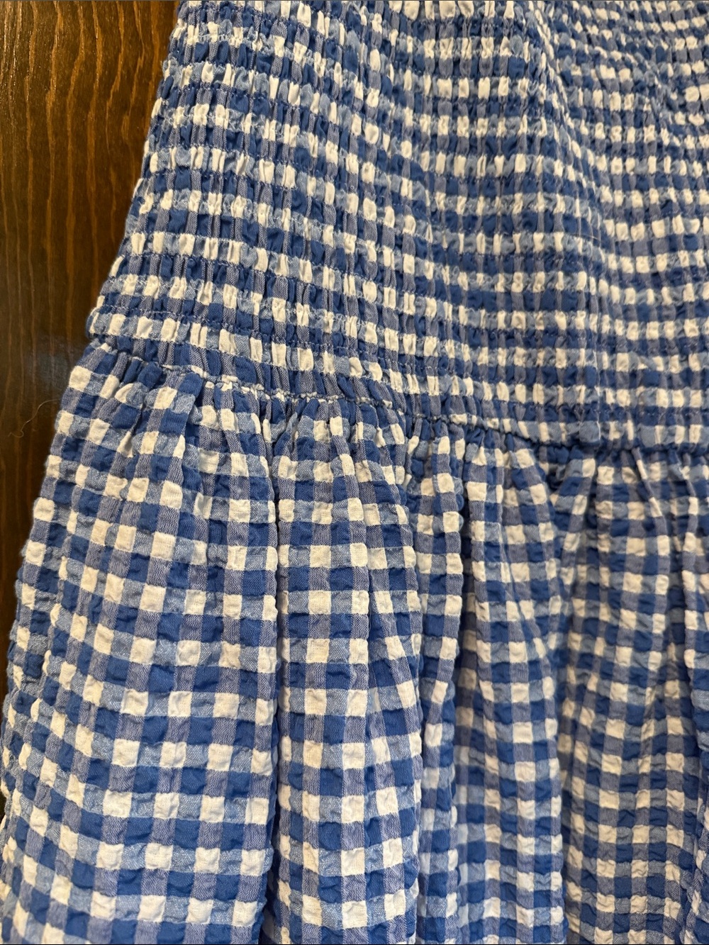 Anthropologie Blue Gingham Tiered Midi Dress - Picture 4 of 4
